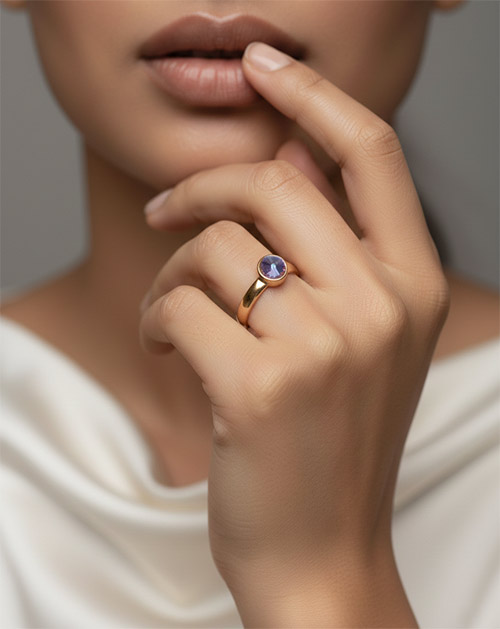 Amethyst Glow Anti-Tarnish Gold Plated Ring