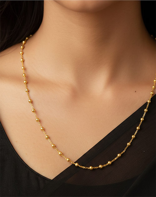 Classic Beaded Gold Plated Brass Chain