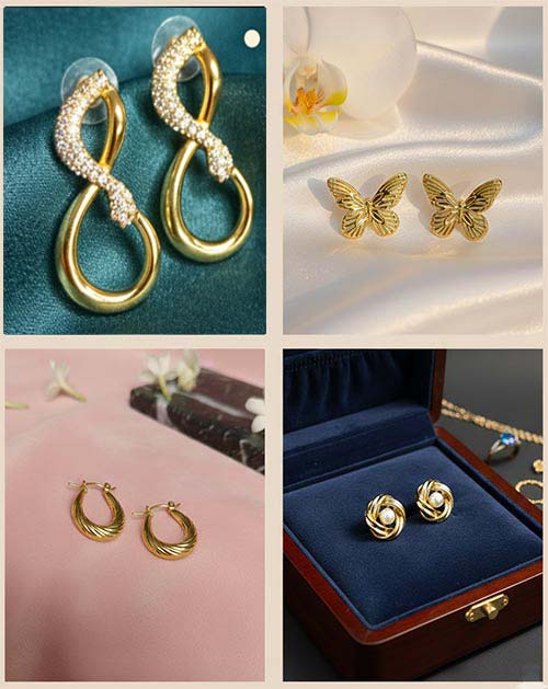 Combo Anti-Tarnish Earrings Set (4 Pairs)