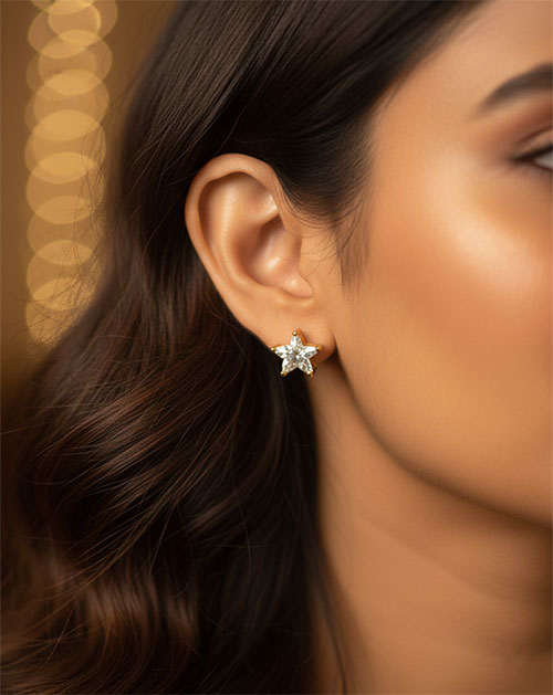 Crystal Star White Diamond Look Stud Earrings