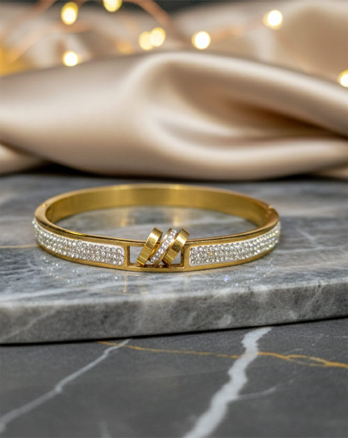 Dual-Tone Crystal Line Anti-Tarnish Bracelet
