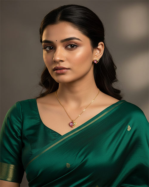 Blush Heart Anti-Tarnish Necklace Set With Earrings