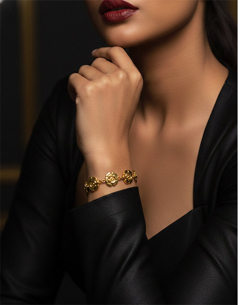Golden Petals Floral Anti-Tarnish Bracelet for Women