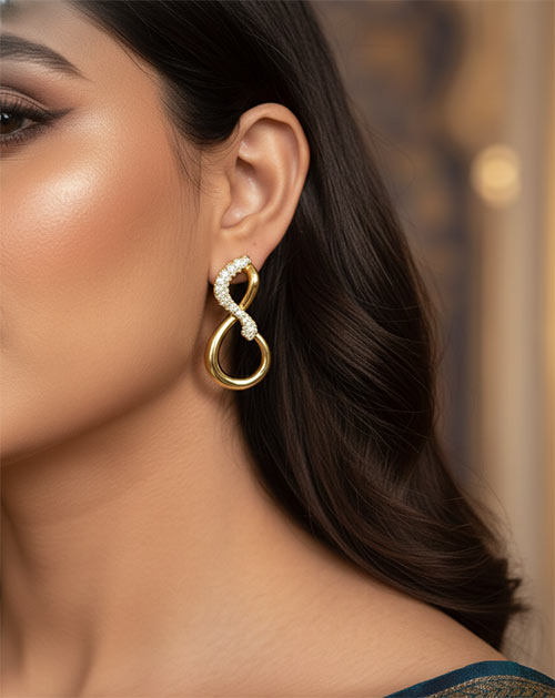 Infinity Twist AD Anti-Tarnish Gold Plated Earrings