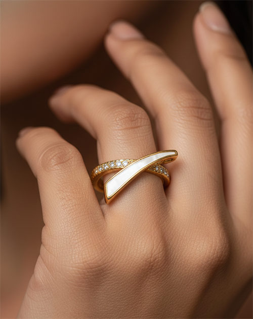 Ivory Curve Anti-Tarnish Gold Plated Ring