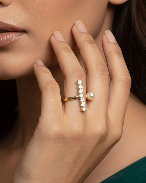 Pearl Crystal Anti-Tarnish Gold Plated Ring