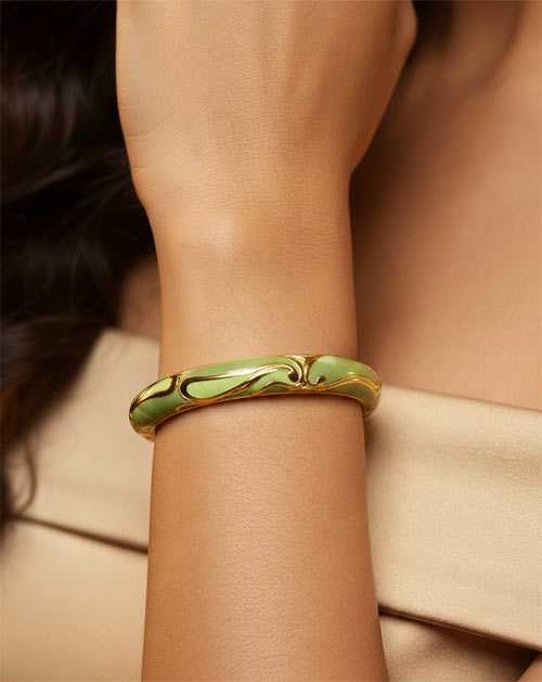 Regal Curve Gold Plated Bangle Bracelet for Women and Girl