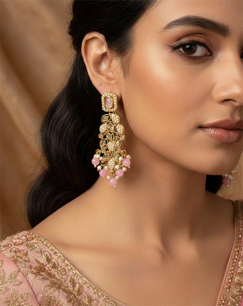 Ruby Lite Pink Pearl Drop Earrings