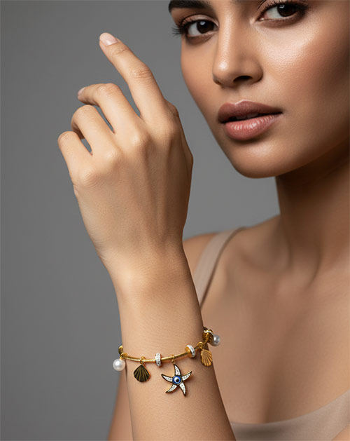 Star Evil Eye Accent Anti-Tarnish Gold Plated Bracelet