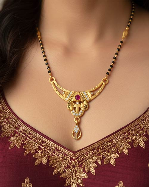 Temple Curve Micro Gold Plated Mangalsutra