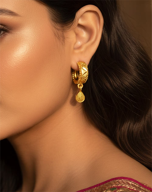 Textured Micro Gold Plated Drop Earring