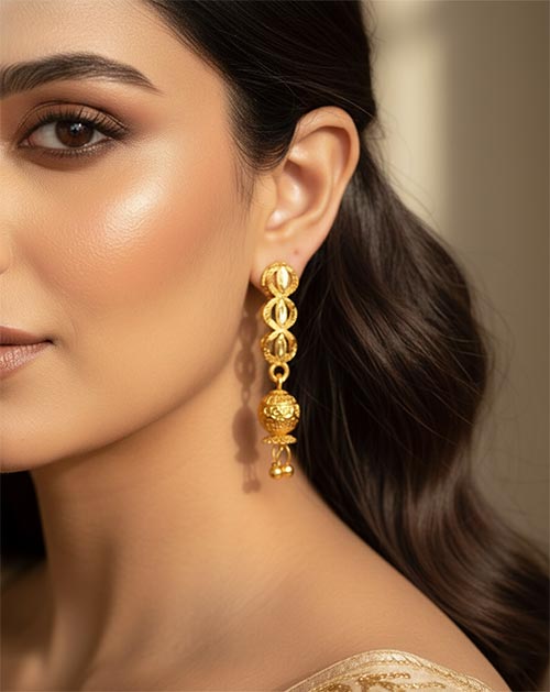 Textured Orb Link Micro Gold Plated Earrings