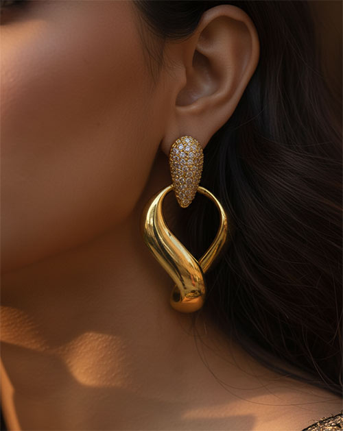 Twist Glow AD Anti-Tarnish Gold Plated Earrings